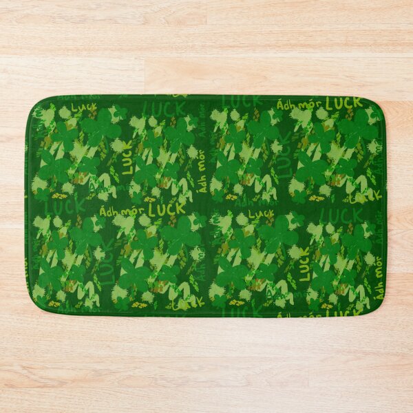Item preview, Dark Green Clover Luck Pattern with Ádh Mór & LUCK designed and sold by TheArtOfTreble.