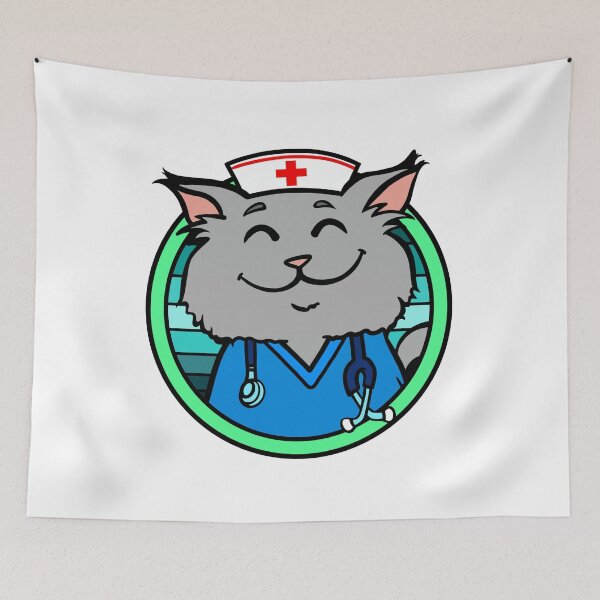 Item preview, Cute Nurse Cat – Smiling Himalayan Cat in Nurse Uniform Cartoon designed and sold by Jesta Graphics.