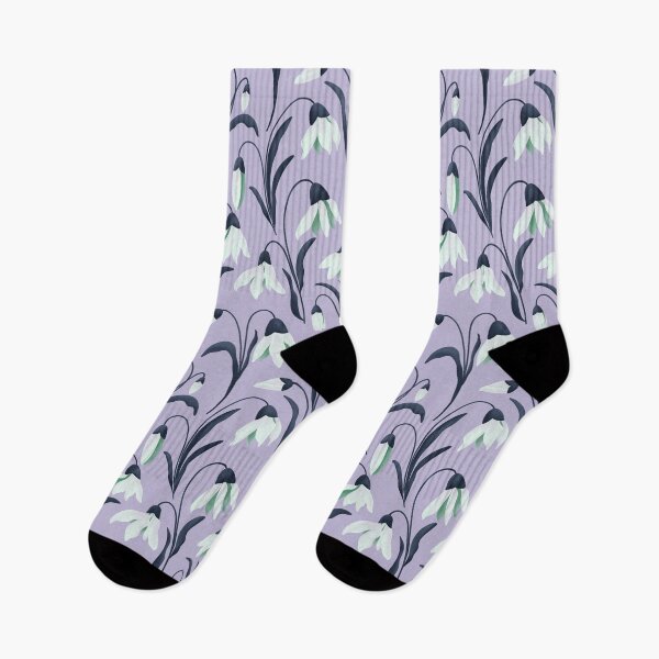 Item preview, Blooming Snowdrops Elegant Delicate Florals Lavender Lilac Navy  designed and sold by thecolorbirdie.