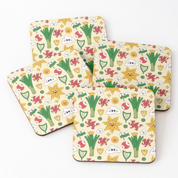 Item preview, Cute Welsh Rugby Pattern | Leeks Dragons Daffodils & Harps designed and sold by Midnight Veil Designs.