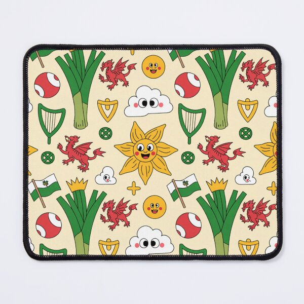 Item preview, Cute Welsh Rugby Pattern | Leeks Dragons Daffodils & Harps designed and sold by Midnight Veil Designs.