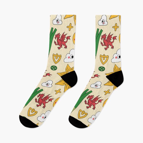 Item preview, Cute Welsh Rugby Pattern | Leeks Dragons Daffodils & Harps designed and sold by Midnight Veil Designs.