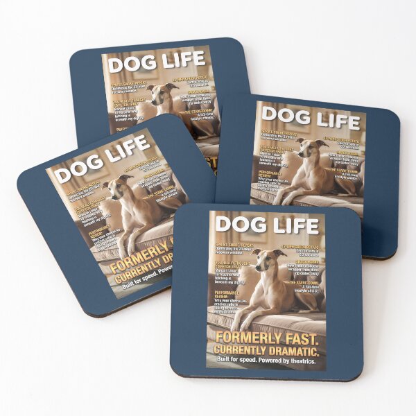Item preview, Funny Greyhound 45-MPH Couch Potato: Dog Life Magazine Cover Art designed and sold by FrancophileFun.