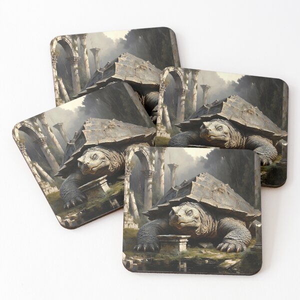 Item preview, Dragon Turtle Among Moss-Covered Ruins – Gothic Fantasy Art designed and sold by semenol.