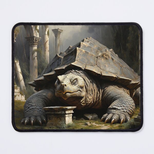 Item preview, Dragon Turtle Among Moss-Covered Ruins – Gothic Fantasy Art designed and sold by semenol.