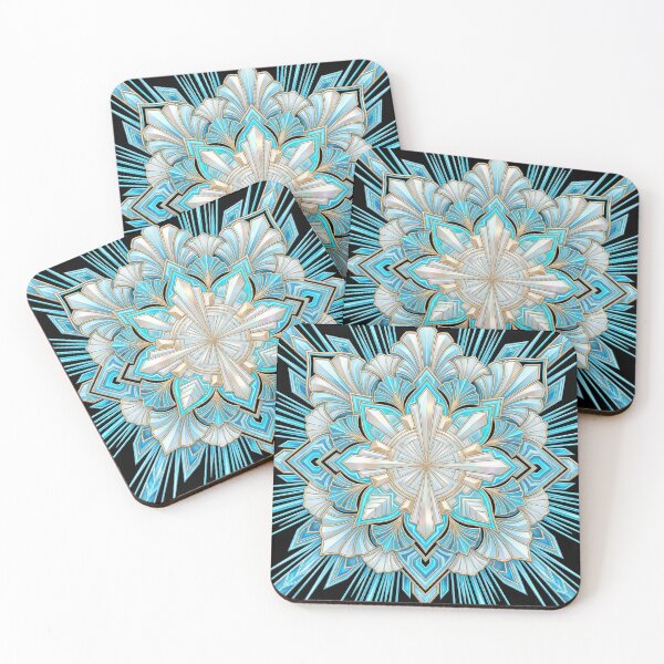 Item preview, Glacier Art Deco Mandala - Icy Blue Geometric Sunburst Pattern designed and sold by KuroAtelier.