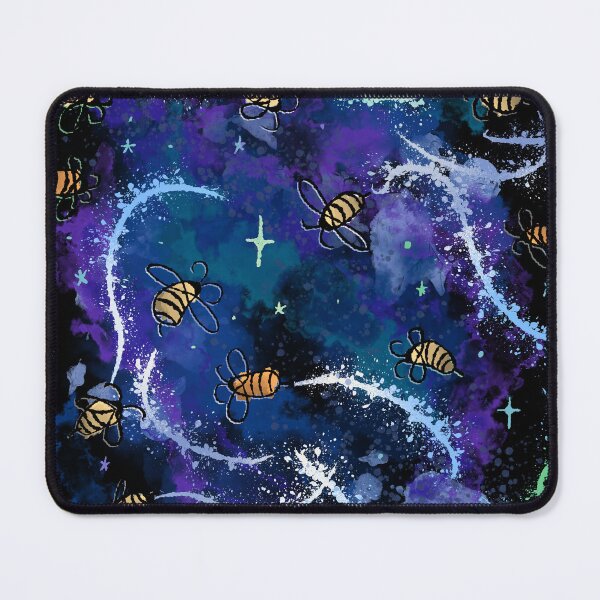 Item preview, Cosmic Bees in Purple Nebula - Blue Space Swarm Pattern designed and sold by TheArtOfTreble.