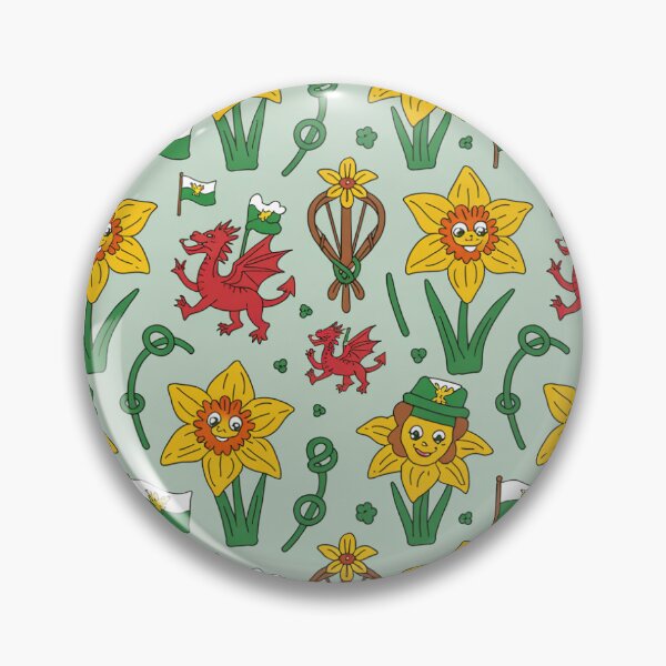 Item preview, Cute Welsh Daffodils in Hats Pattern | St David's Day Dragons designed and sold by Midnight Veil Designs.