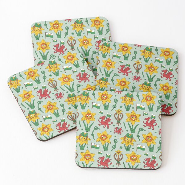 Item preview, Cute Welsh Daffodils in Hats Pattern | St David's Day Dragons designed and sold by Midnight Veil Designs.