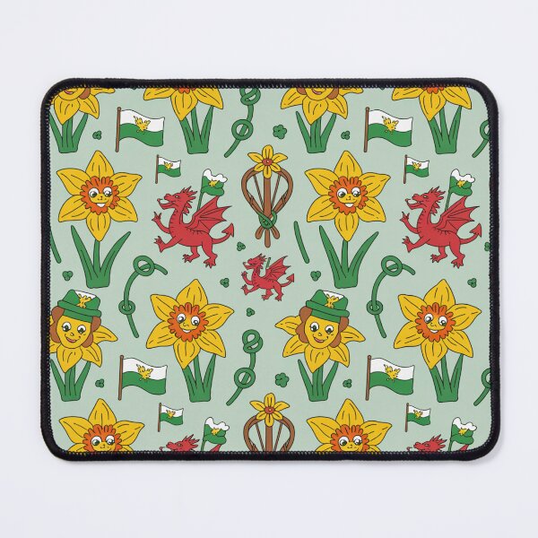Item preview, Cute Welsh Daffodils in Hats Pattern | St David's Day Dragons designed and sold by Midnight Veil Designs.