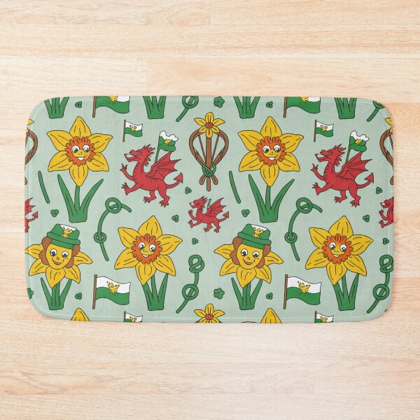 Item preview, Cute Welsh Daffodils in Hats Pattern | St David's Day Dragons designed and sold by Midnight Veil Designs.