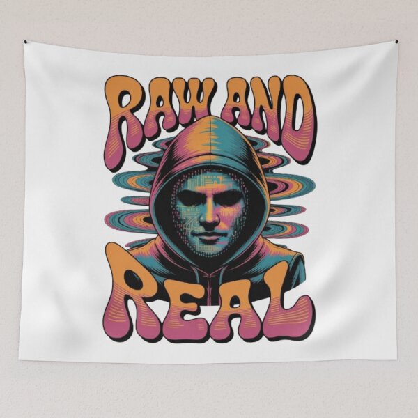 Item preview, Raw and Real – Psychedelic Hooded Portrait Graphic Tee designed and sold by NewUSShop.