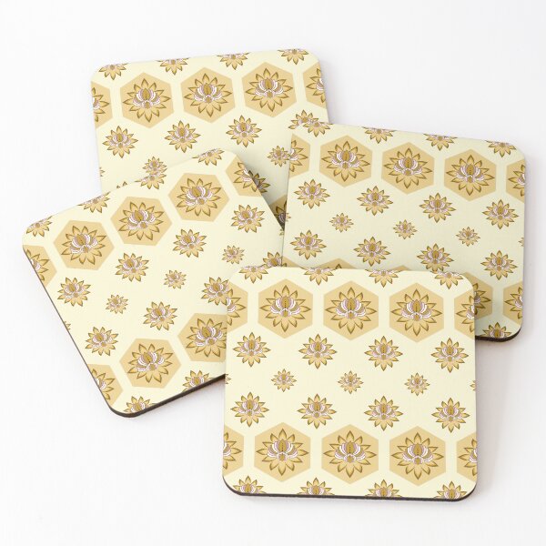 Item preview, Seamless Floral Geometric Pattern with Lotus Motifs on Soft Yellow Background designed and sold by DualEnergy.