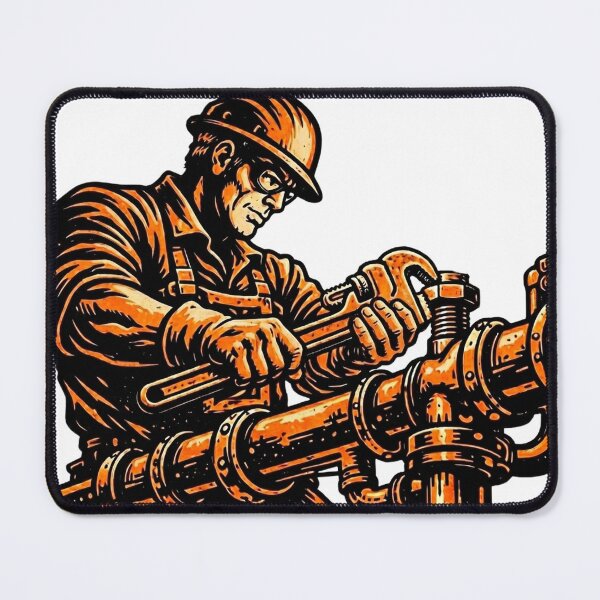 Item preview, Vintage Woodcut Pipefitter Graphic designed and sold by LightPrintsCo.