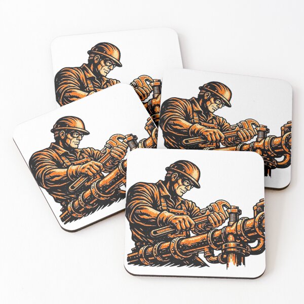 Item preview, Vintage Woodcut Pipefitter Graphic designed and sold by LightPrintsCo.