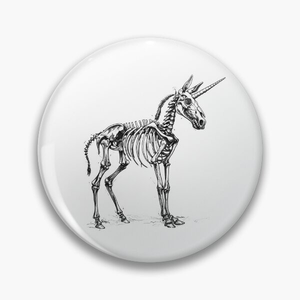 Item preview, Unicorn Skeleton Illustration | Gothic Black and White Bone Art designed and sold by inkoutninja.