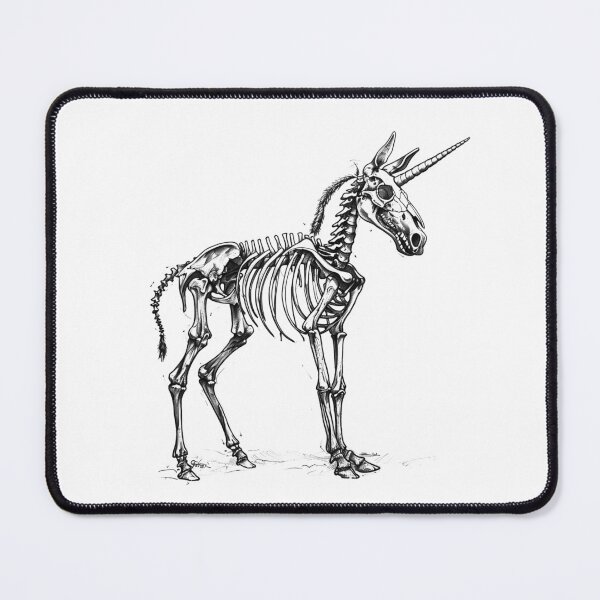 Item preview, Unicorn Skeleton Illustration | Gothic Black and White Bone Art designed and sold by inkoutninja.