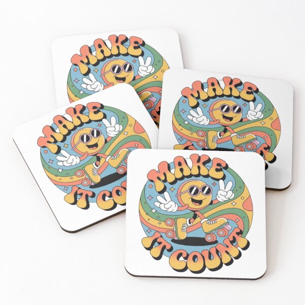 Item preview, Make It Count – Retro Skater Smiley Graphic Tee designed and sold by NewUSShop.