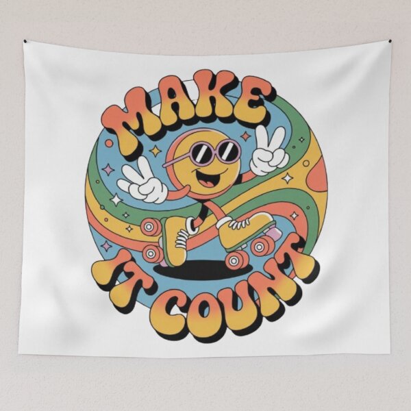 Item preview, Make It Count – Retro Skater Smiley Graphic Tee designed and sold by NewUSShop.