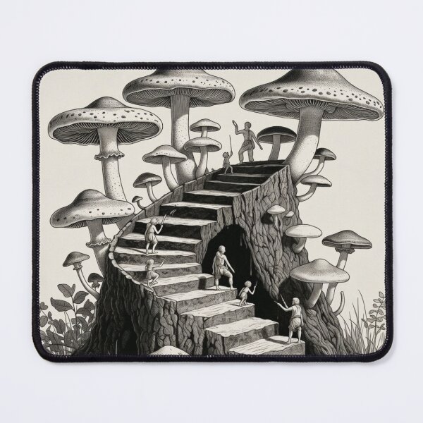 Item preview, Mushroom Spiral Staircase Pen and Ink Drawing designed and sold by LittleMushroomGarden.