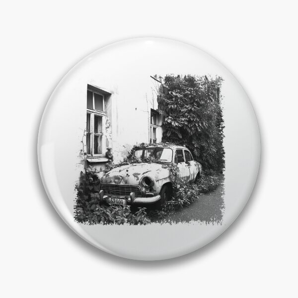 Item preview, Abandoned Vintage Car Photo | Overgrown Urban Decay Black and White designed and sold by inkoutninja.