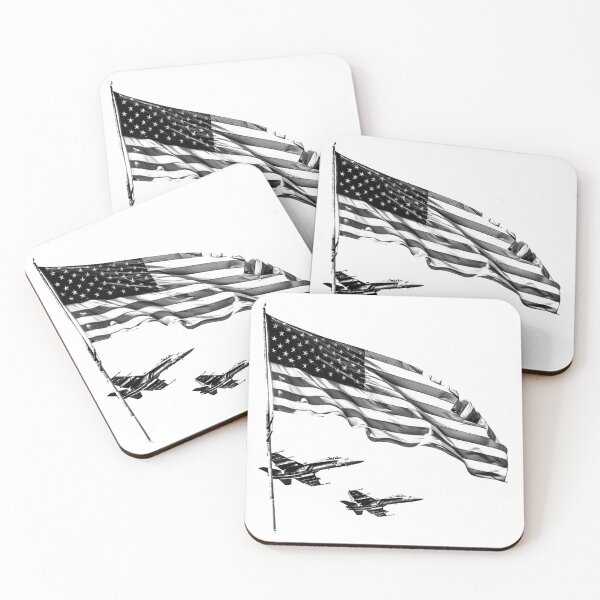 Item preview, American Flag Flyover Illustration | Black and White Patriot Jet Art designed and sold by inkoutninja.