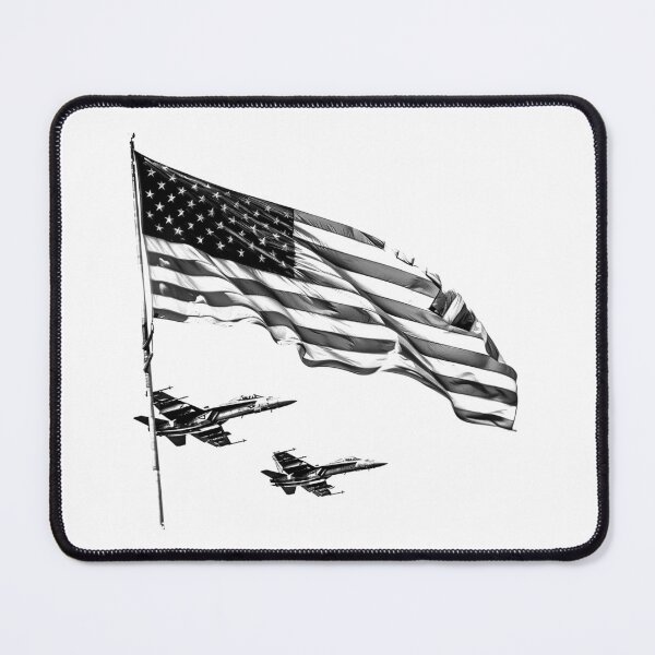 Item preview, American Flag Flyover Illustration | Black and White Patriot Jet Art designed and sold by inkoutninja.