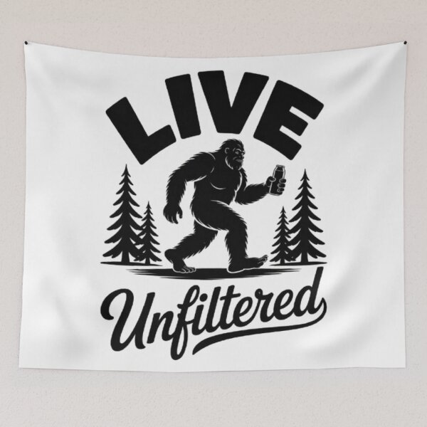 Item preview, Live Unfiltered – Bigfoot Wilderness Adventure Graphic Tee designed and sold by NewUSShop.