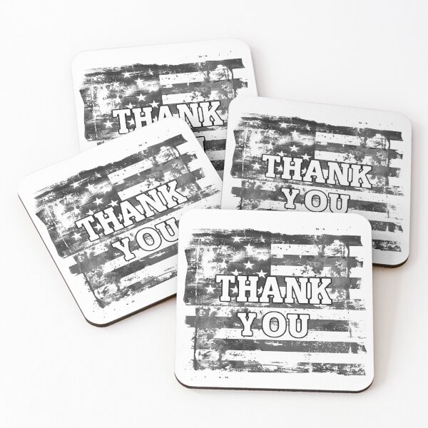 Item preview, Thank You American Flag | Grunge Patriotic Black and White Typography designed and sold by inkoutninja.