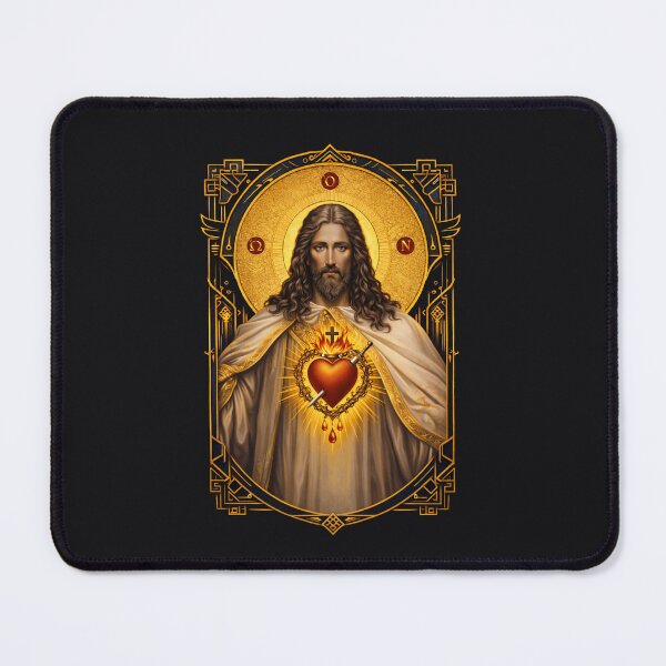 Item preview, Ὁ ὬΝ — Sacred Heart Pantocrator (Art Deco Nimbus Icon) designed and sold by Sanctum Icons.
