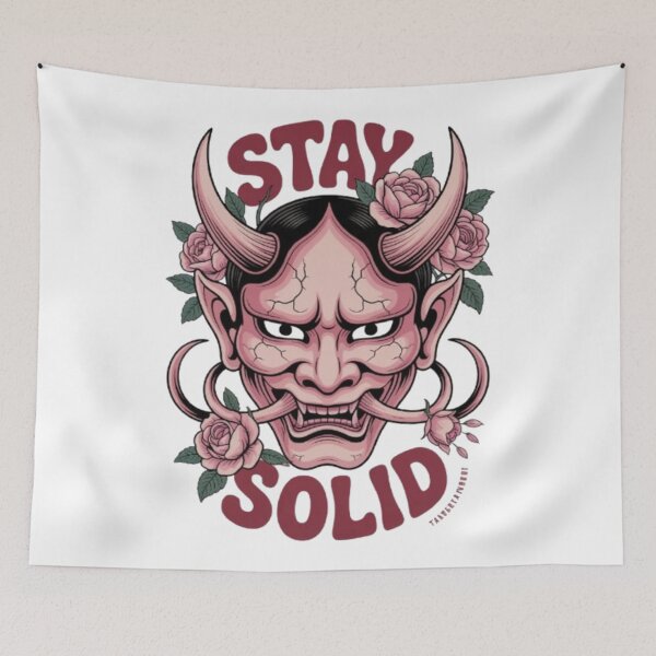Item preview, Stay Solid – Oni Mask Floral Neo-Traditional Graphic Tee designed and sold by NewUSShop.