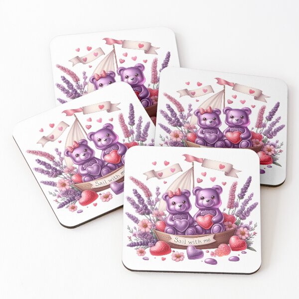 Item preview, Valentine Purple Gummy Bears in Love Boat – “Sail With Me” Hearts & Flowers designed and sold by All I Need Designs.