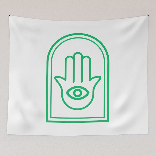 Item preview, Hamsa Hand Evil Eye Protection | Jewish Spiritual Symbol | Minimalist Green Line Art designed and sold by That-Jewy-Shop.