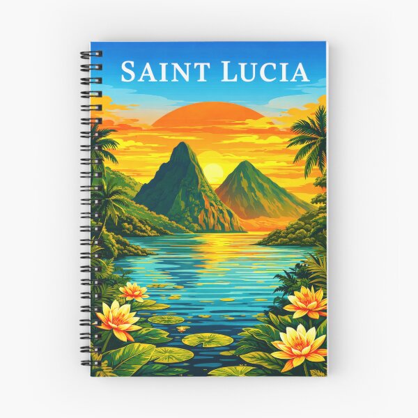 Item preview, Saint Lucia Sunset Pitons Poster - Minimalist Retro Coastal designed and sold by scicilysimonee.