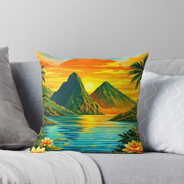 Item preview, Saint Lucia Sunset Pitons Poster - Minimalist Retro Coastal designed and sold by scicilysimonee.