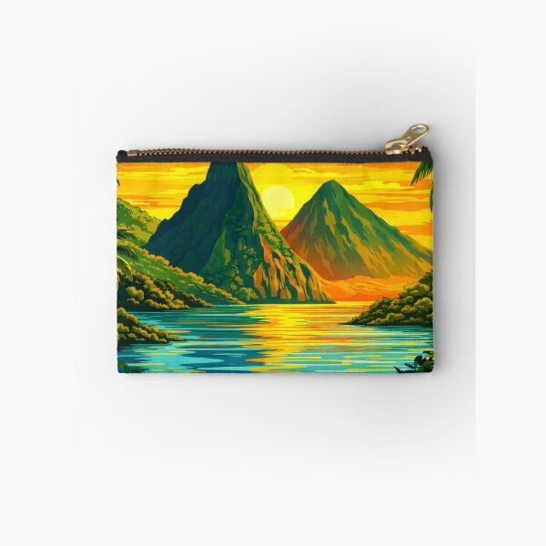 Item preview, Saint Lucia Sunset Pitons Poster - Minimalist Retro Coastal designed and sold by scicilysimonee.