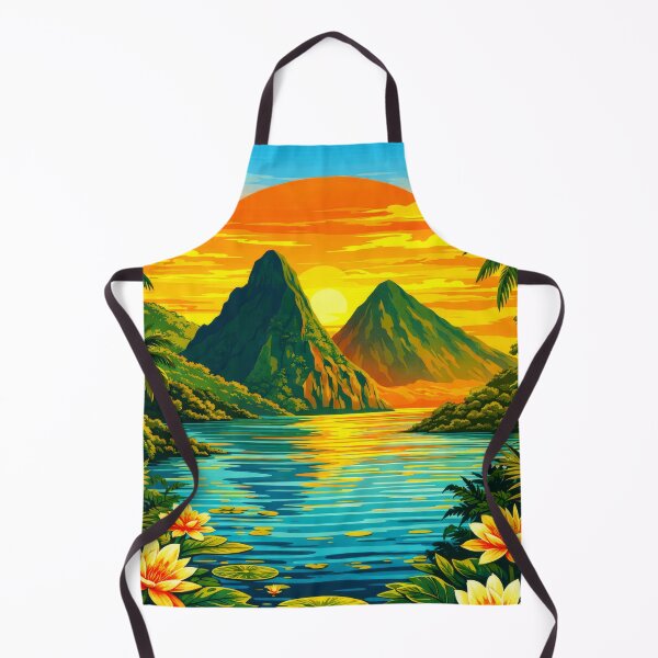 Item preview, Saint Lucia Sunset Pitons Poster - Minimalist Retro Coastal designed and sold by scicilysimonee.