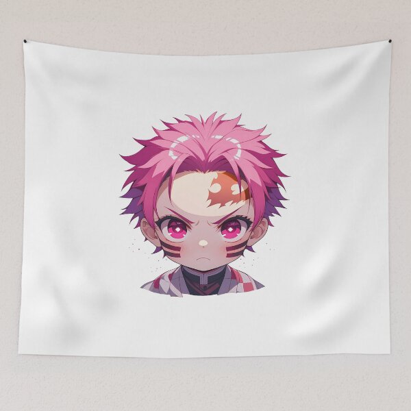 Item preview, Akaza Demon Slayer Anime Chibi Kawaii Angry Pink Marked Demon Expression designed and sold by 108Recordings.