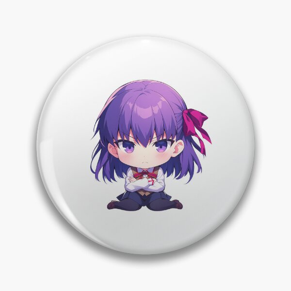 Item preview, Chibi Kawaii Angry Sakura Matou Fate Stay Night Anime Character Purple Ribbon designed and sold by 108Recordings.