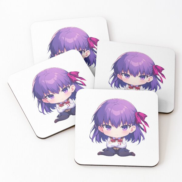 Item preview, Chibi Kawaii Angry Sakura Matou Fate Stay Night Anime Character Purple Ribbon designed and sold by 108Recordings.