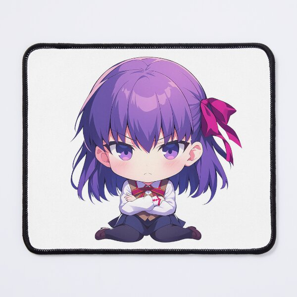 Item preview, Chibi Kawaii Angry Sakura Matou Fate Stay Night Anime Character Purple Ribbon designed and sold by 108Recordings.