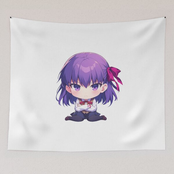 Item preview, Chibi Kawaii Angry Sakura Matou Fate Stay Night Anime Character Purple Ribbon designed and sold by 108Recordings.