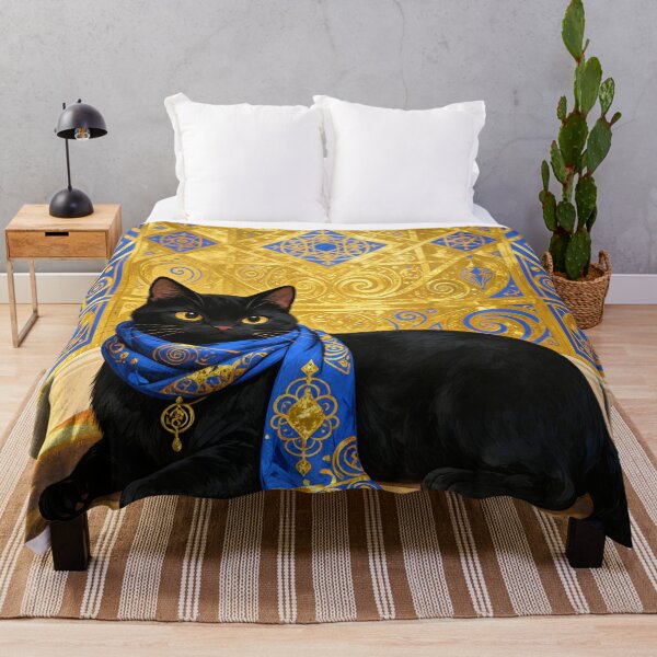 Item preview, Klimt Cat with Blue and Gold Scarf designed and sold by Vicky Brago-Mitchell®.