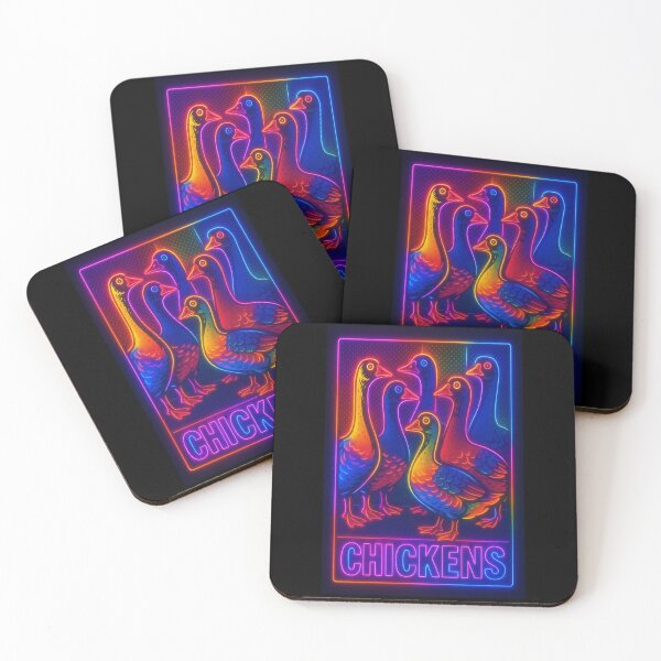 Item preview, Chickens Neon designed and sold by Pop Goes The Word.