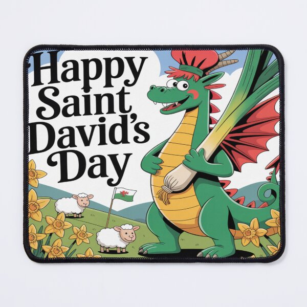 Item preview, Happy St David's Day Cute Green Welsh Dragon | Leek & Hat designed and sold by Midnight Veil Designs.