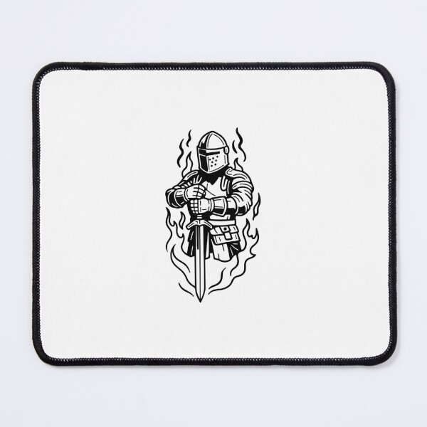 Item preview, Flaming Medieval Knight - Black Ink Art designed and sold by InkStation24.