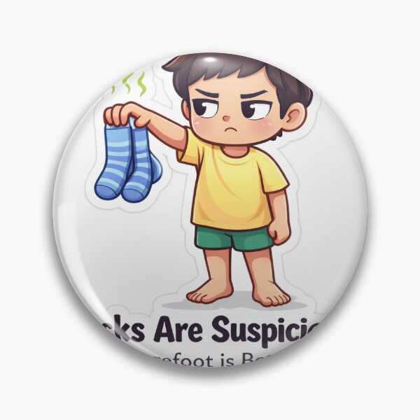 Item preview, Socks Are Suspicious - Funny Barefoot Kid (Boy) designed and sold by santiagogabrielart.