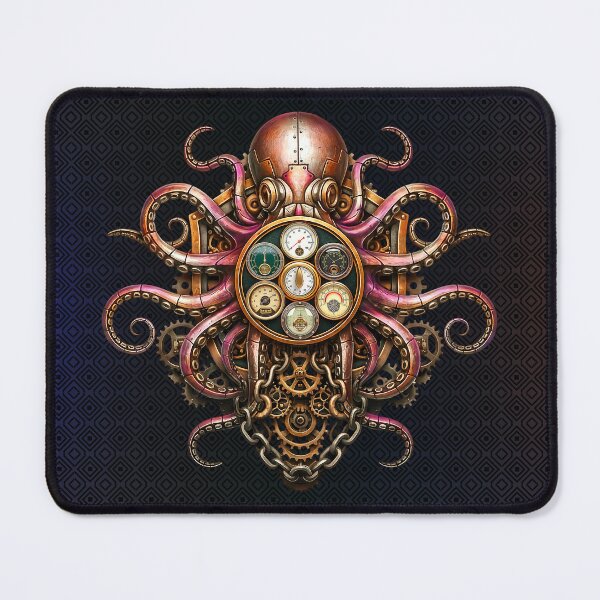 Item preview, Clockwork Kraken Emblem — Steampunk Mechanical Octopus Crest designed and sold by The Visual Syllabus.