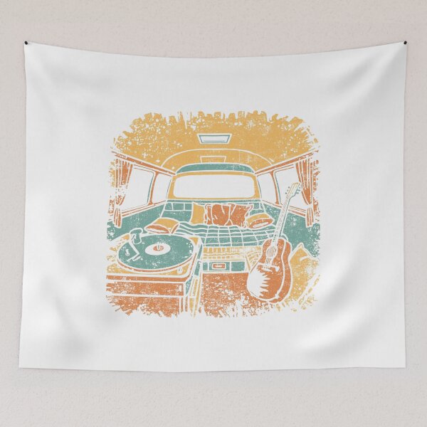 Item preview, Retro Van Interior - Turntable & Guitar designed and sold by Nacho Average Designs.