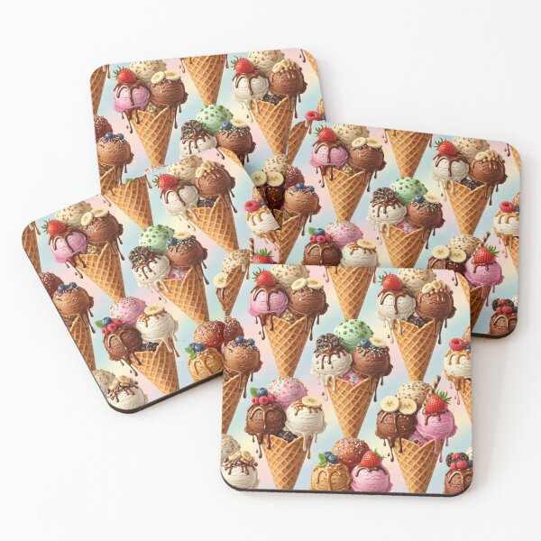 Item preview, Colourful Ice Cream Cone Pattern designed and sold by Fabricbella.